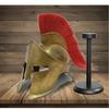 Antique Brass Spartan Warrior Helmet with Display Stand Medieval Greek Armor Replica