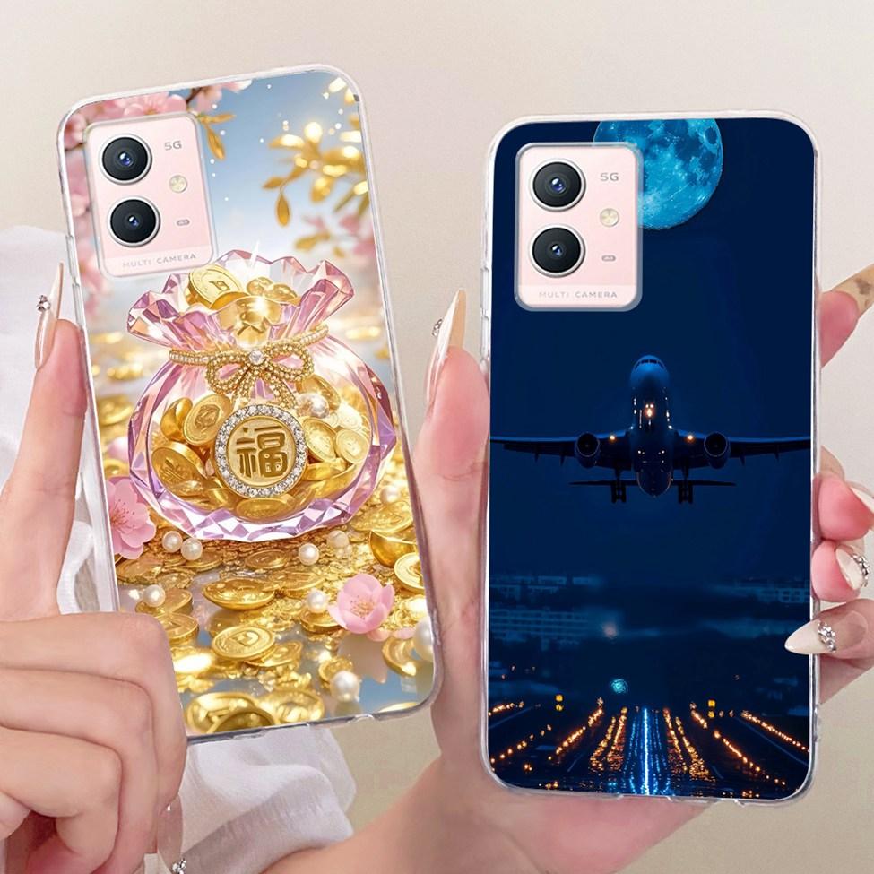 For Vivo Y33s 5G Clear Case Aesthetic Luxury Cute Cat Fashion Butterfly Funny Painted Casing For Vivo V2166A