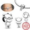 925 Copper Cute Animal Series Cat Dog Elephant Unicorn Bird Pendant Lucky Beads Fit Original Pantaro Charms Bracelet DIY Zircon