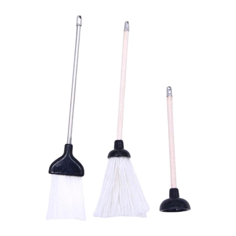 

Complete Cleaning With Realistic Mop Toilet Plunger Construction For Miniature чорний