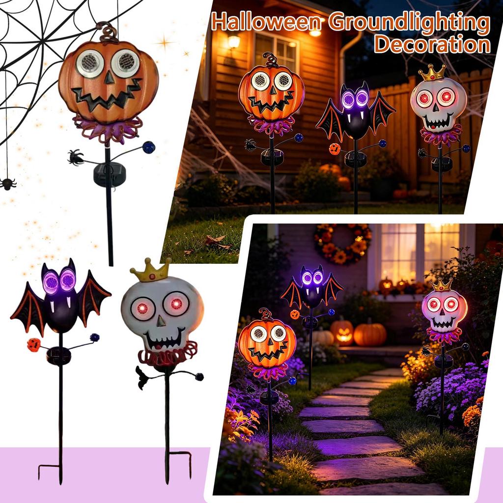 Halloween Outdoor Stake Lights with Pumpkin and Designs for Garden Yard Decoration