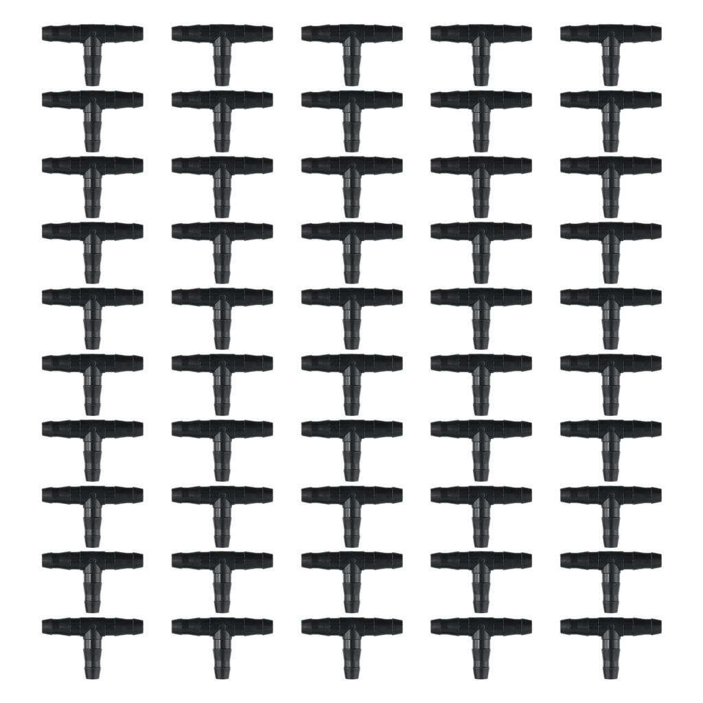 50pcs Practical Drip Sprinkler Irrigation Barbed Tee Connector for 4/7mm Hose