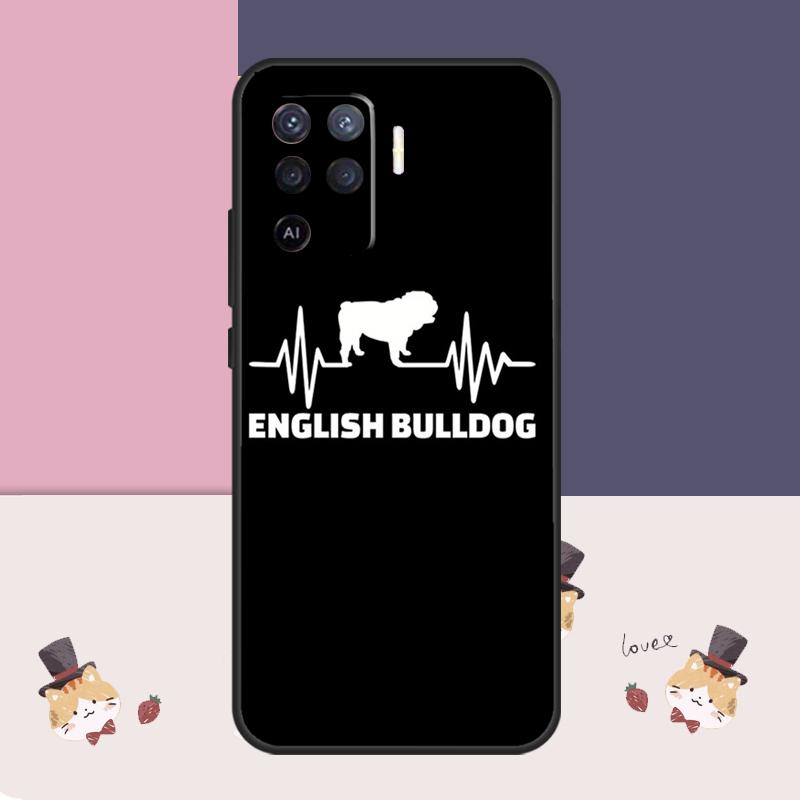 English Bulldog Heartbeat Case For Oppo A38 A58 A78 A98 A54 A74 A94 A18 A57 A17 A77 A80 A60 A40 A96 A76 A16 A15 A5 Pro