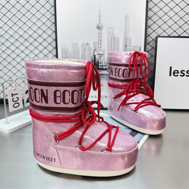 

Waterproof version of gypsophila snow boots women s new mid-high lace-up non-slip warm ski boots platform sole 35
