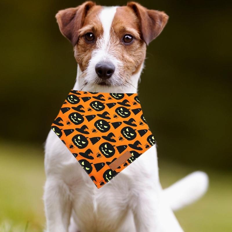 Dog Bib For Halloween Festives Party Costume Soft Washable Fabric Pet Bandana Holiday Celebration Accessory