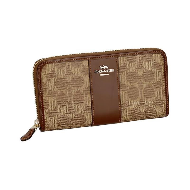 COACH Accordion Zip ogo PVC Wallet Women's Brown brown