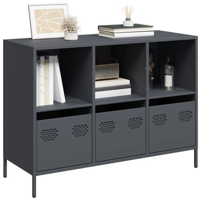 VidaXL Buffet anthracite 101,5x39x73,5 cm acier laminé à froid, meuble de rangement, meuble de rangement de cuisine, meuble 851366