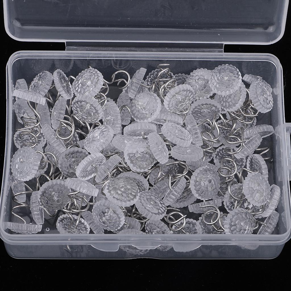 1 Box 100 Pieces Clear Round Head Upholstery Spiral Nail Studs Furniture Sofa Tack Pins Hardware Fix