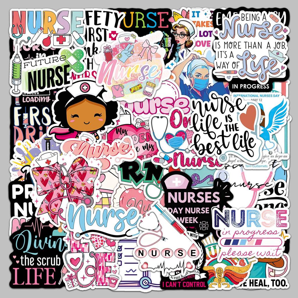 50 Nurse's Day White-Coat Angel Stickers - Cartoon Graffiti Waterproof Festival Decorations for Phone Cases