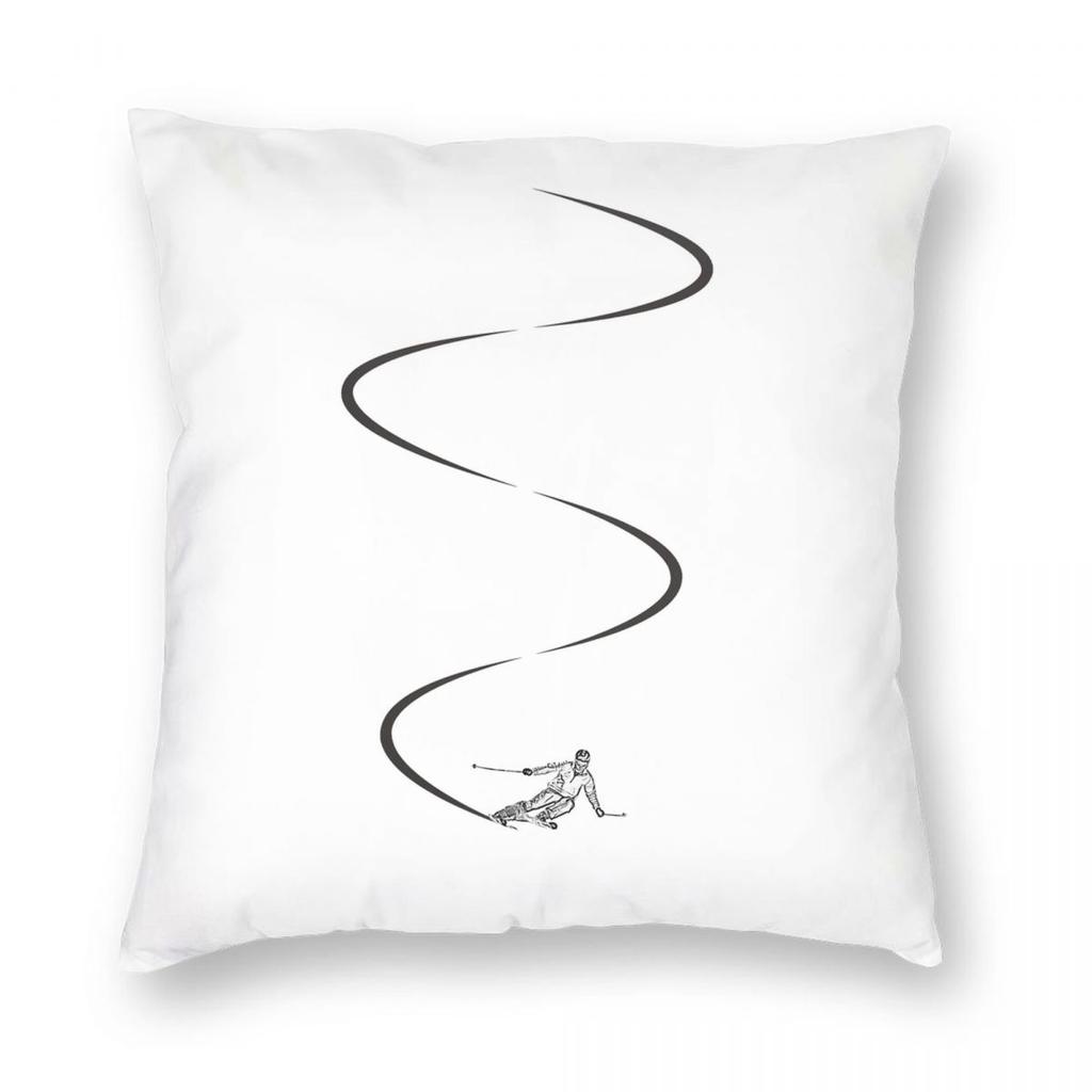 Federa Cuscino Quadrata Ski Lines Poliestere Lino Velluto Fantasia Zip Decorata Federa Cuscino Copricuscino per la Casa