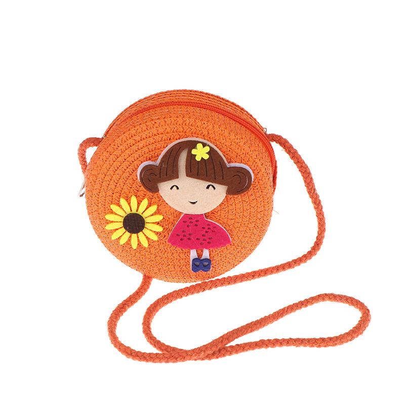 

Children Flower Girl Straw Bag Crossbody Bag Handmade Woven Messenger Bag Straw Handbag Shoulder Bag Summer Kids Coin Purse