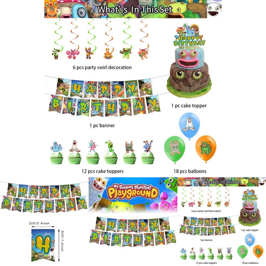My Singing Monster Themed Party Banner Kit With Balloons And Decorations For Kids Events