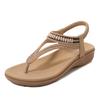 Seasonal New European And American Sandals Elastic Band Beads Soft Breathable Lightweight Comfortable Wedge One-Slip Flops