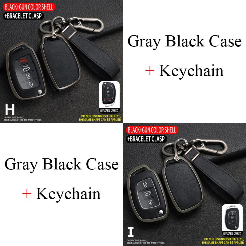 Zinc Alloy + Leather Car Key Case For Hyundai Ix25 Ix35 I10 I20 Solaris Tucson Sonata Santa Sport Elantra Creta Verna -