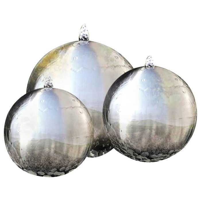 Exclusive House - 3 Pcs Garden Fountain Spheres with LED Stainless Steel
