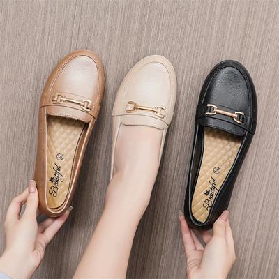 Women's Casual Flat Loafers Shoes Soft Sole Soft Surface Mother Shoes Comfortable Large Size Bean Shoes Women