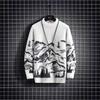 Guochao Men's Snow Mountain Knit Sweater - Unique Autumn/Winter Design