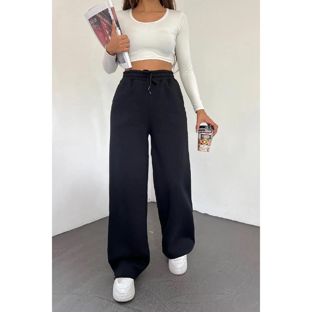 Women Black Floard Winter High Waist Plenty Of Trotters Six