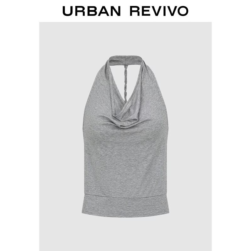 UR Women s Draped Neck Backless Halter Vest XS хизер серый
