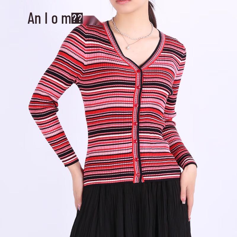 Anlom Women's 100% Silk V-Neck Mid-Sleeve Cardigan