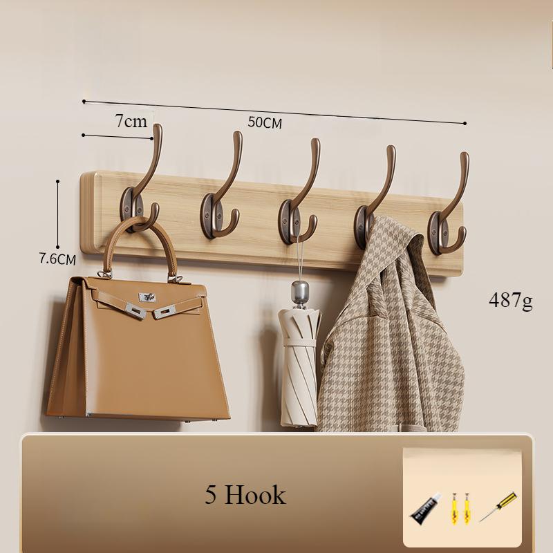 Rustic Wall Mounted Coat Rack, Pine Solid Wood Metal Hook Hanger for Hanging Clothes Robes Towels Coats,Wooden Heavy Duty Coat Rack for Wall