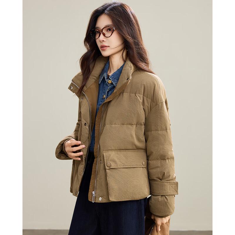 TERRE BLEUE Women's Winter Lapel Down Puffer Jacket