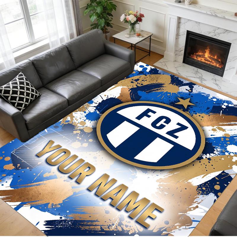 Crystal Velvet Rug Custom Name Text, Soft Non Slip Floor Mat Home DecorFC Zürich