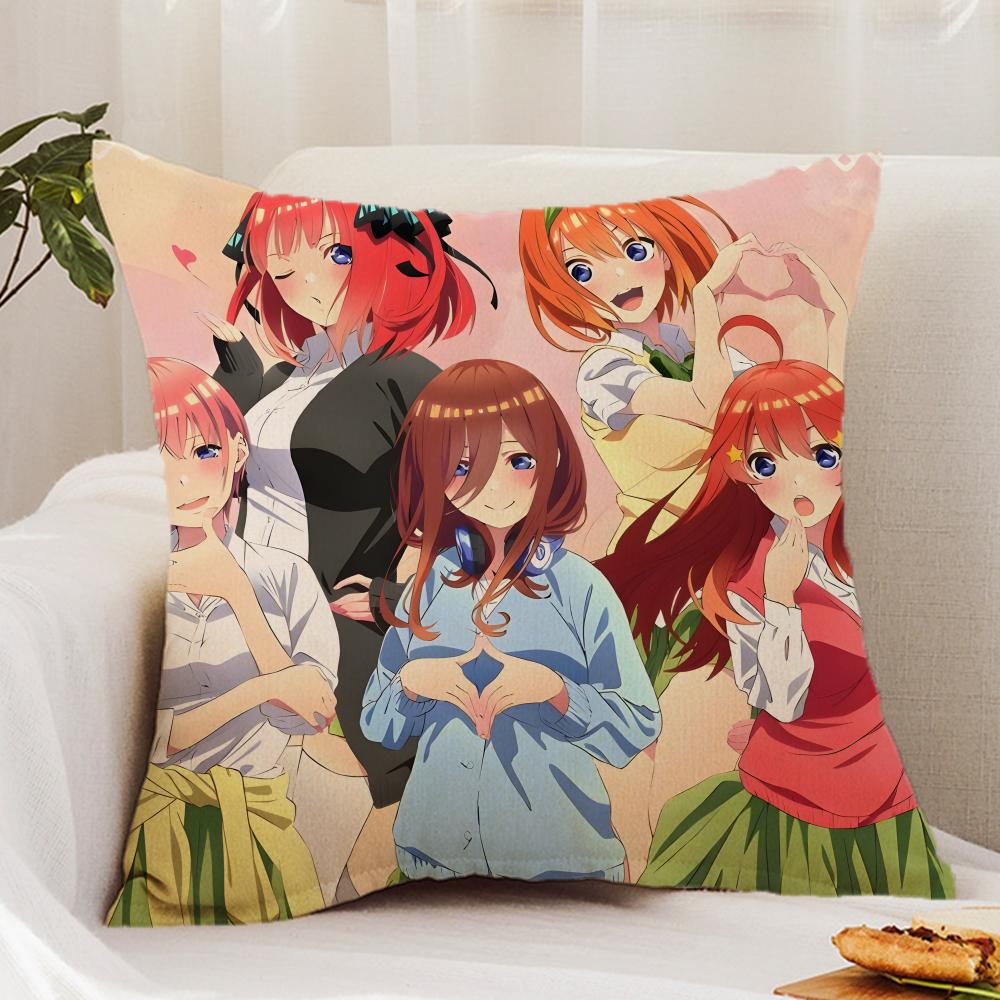 Cute The Q-Quintessential Q-Quintuplets Cushion Cover Premium Comfort Reversible Pillow Cover - Dual - Use Design for Home & Car