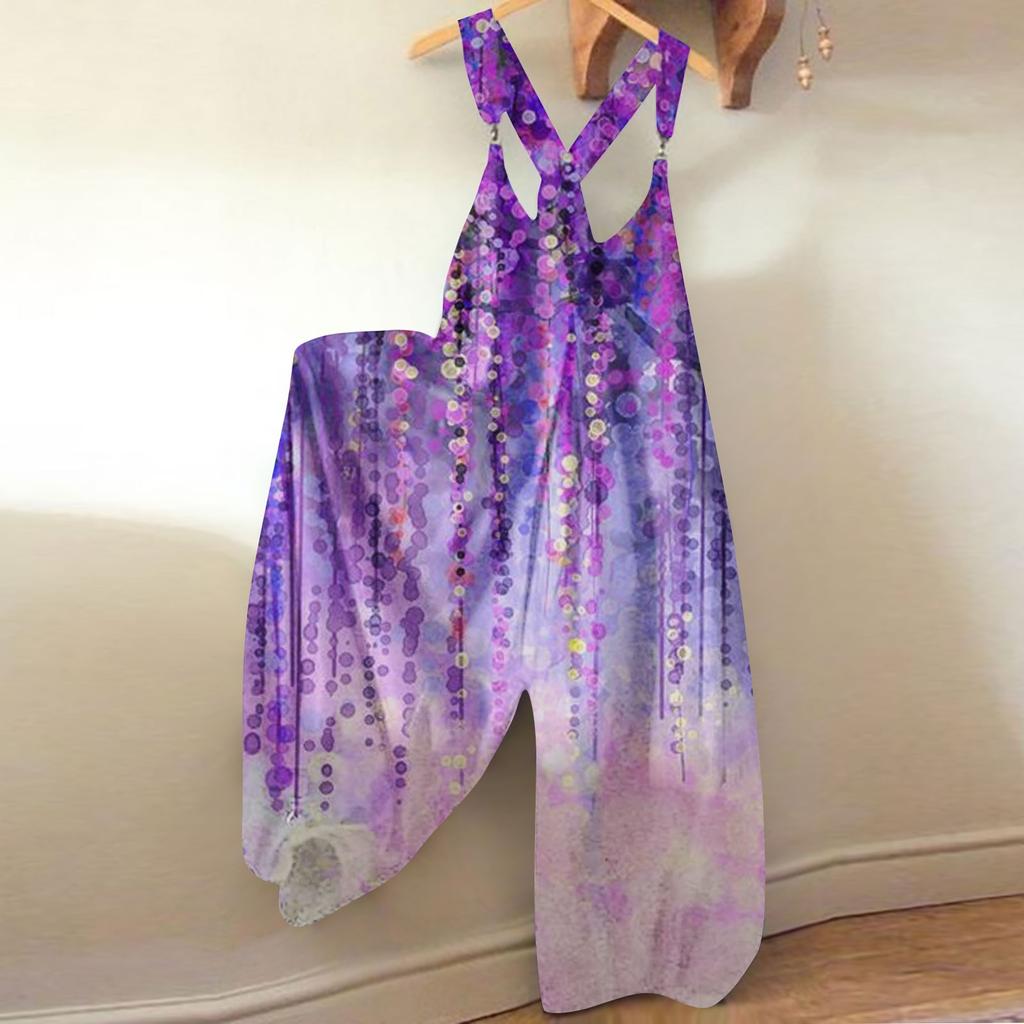 Damenmode Sommer süßer lockerer lässiger Druck Retro-Trägeroverall