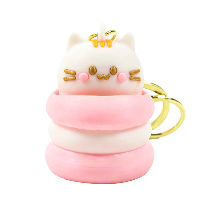 1 Pcs Kawaii Cake Cat Clicker Fidget Keychain Cute Pet Stress Relief Pendant Mini Decompression Toy Gift