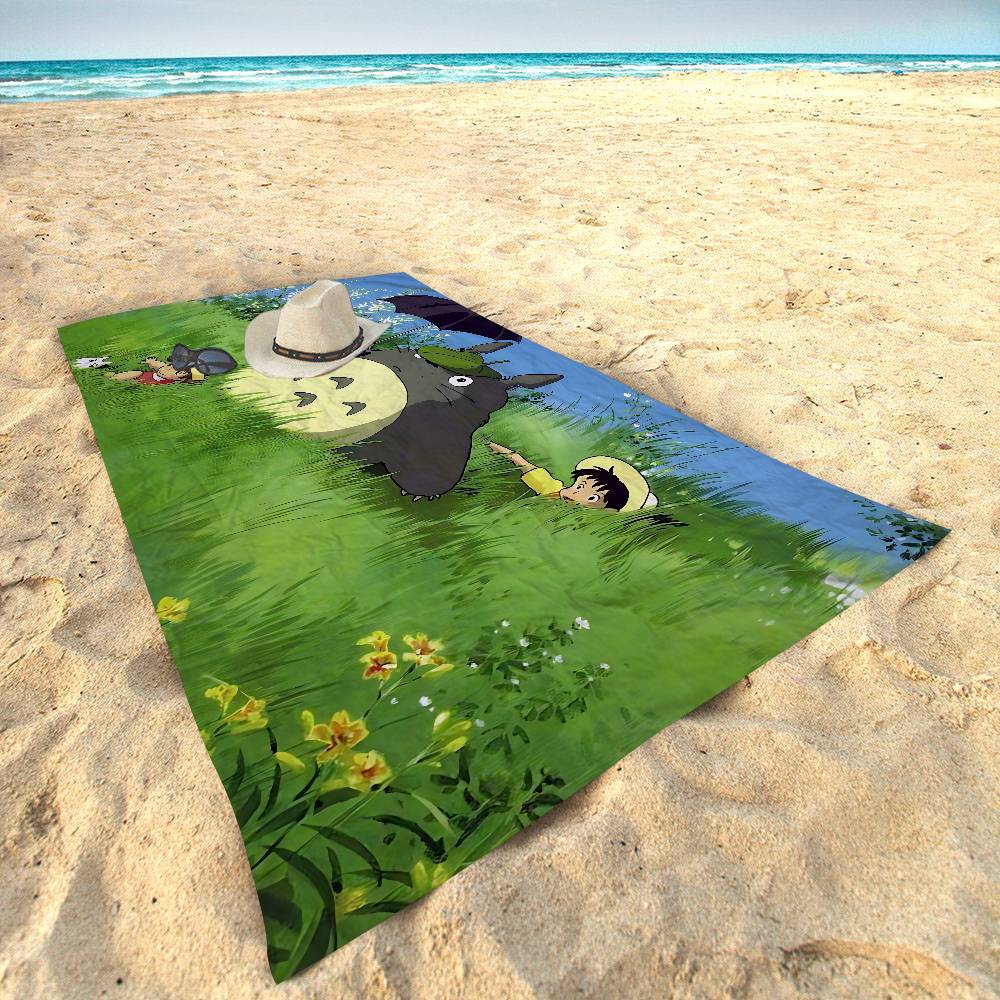 Kreslený T-Totoro Mikrovlákno Tištěný Plážový Ručník Horolezectví Jóga Pláž Koupání Běh Absorpční Měkký Ručník