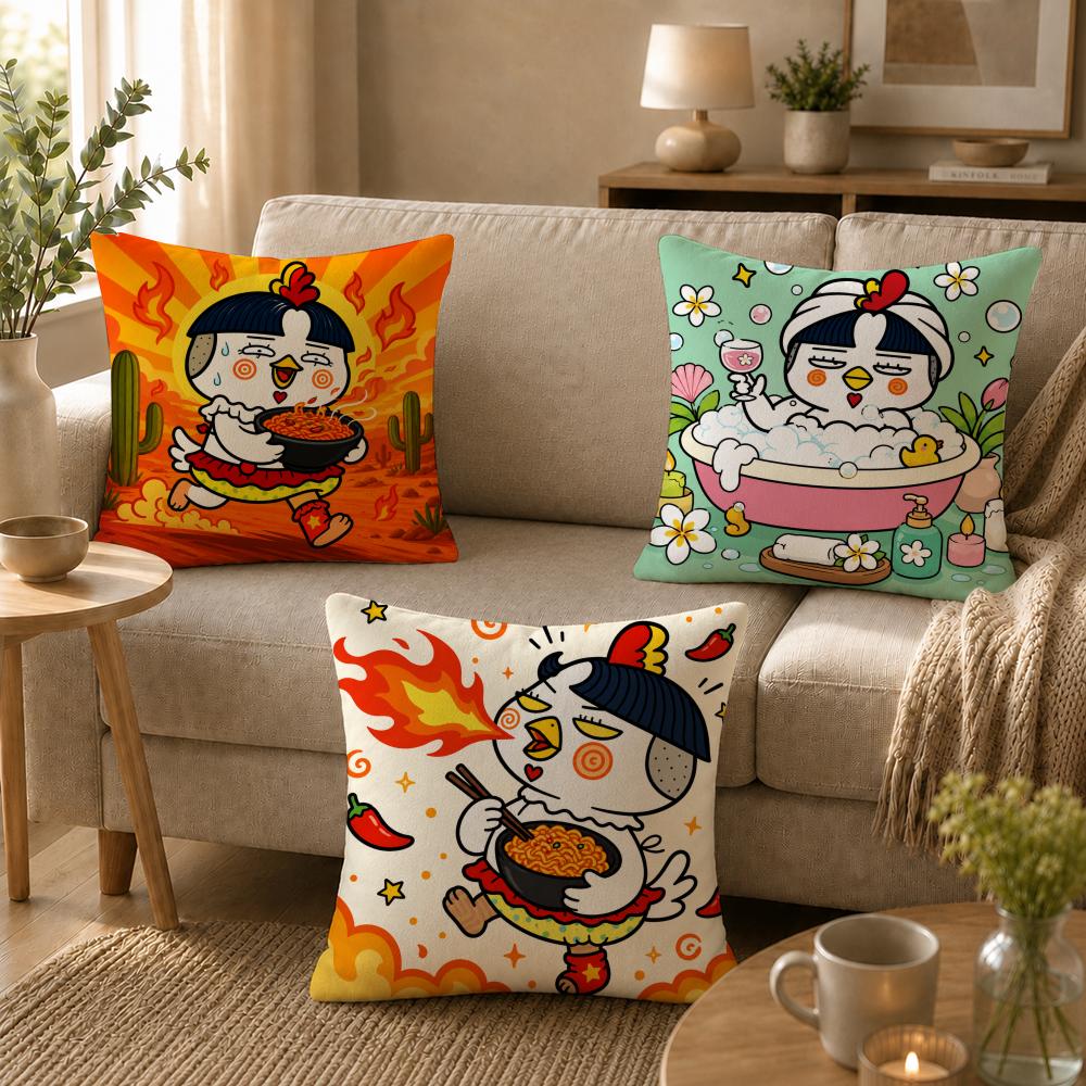 Food SSamyang BBuldak Cushion Cover Soft Short Plush SkinFriendly Cushion Case for MultiScene Use