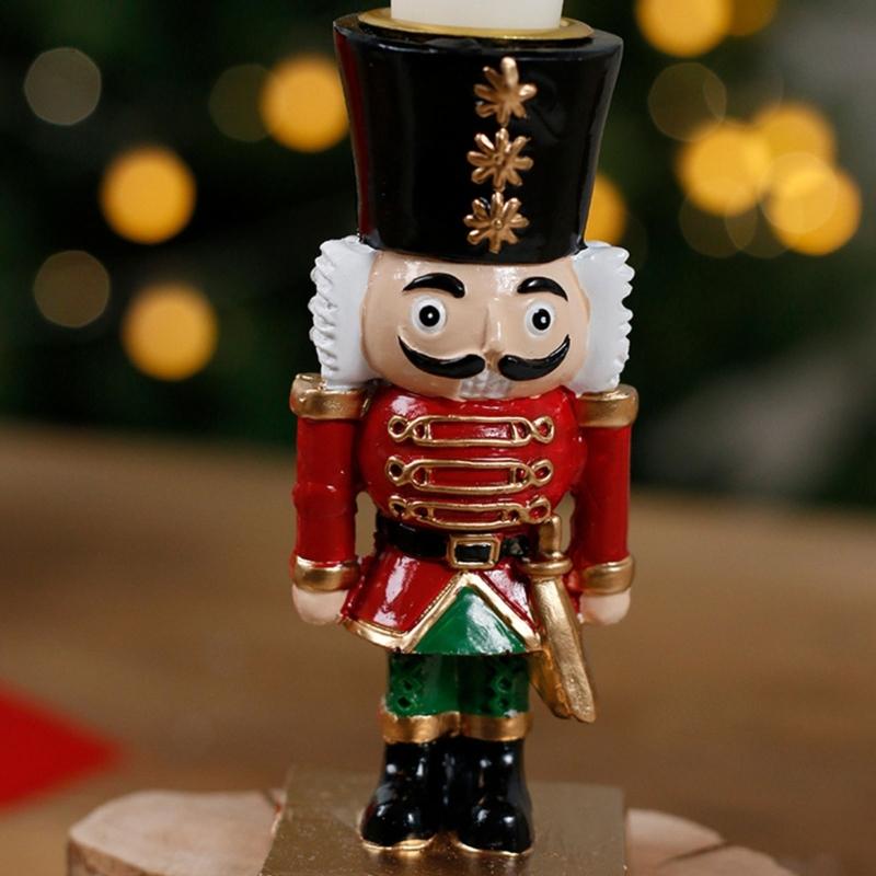 Christmas Nutcrackers Ornament Nutcrackers Figures Candle Holders Table Centerpieces Home Decors for Fireplaces Shelf