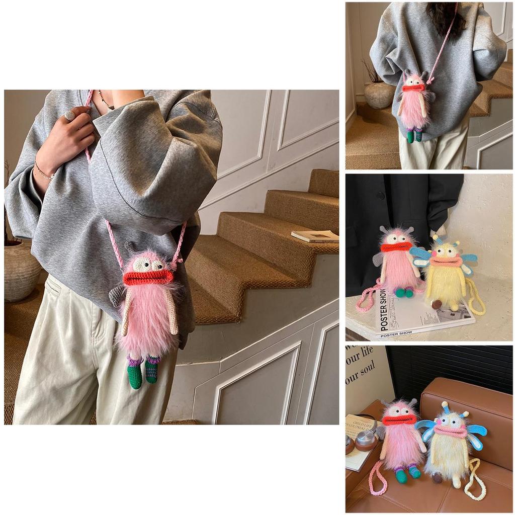 Funny Big Mouth Woven Crossbody Bag For Daily Casual Wear