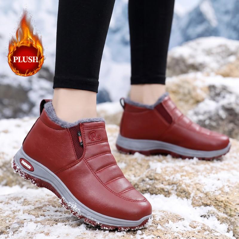 Womens Winter Slip On Fleece Lined Low Top Platform Casual Shoes Warm Flat Loafers