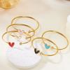 New Trendy Gold Plated Simple Heart Cuff Bangles for Women High Quality Stainless Steel Crystal Bracelets Waterproof Jewelry