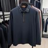 High Quality Seamless Long Sleeved T-Shirt With Collar, Men'S Spring And Autumn New Style, Middle-Aged Loose Casual Polo Shirt