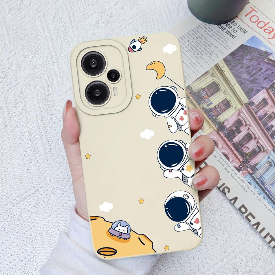 Case For Poco F5 Pro Painted Flowers Soft Liquid Silicone Camera Lens Protection Back Cover For Xiaomi Poco F 5 F5Pro Protectors