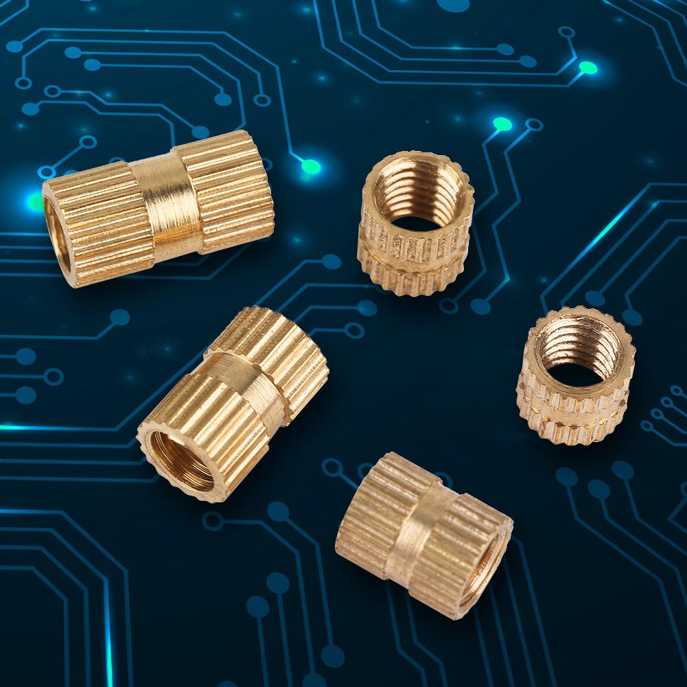 150Pcs M5 Brass Cylinder Knurled Nuts Threaded Insert Nuts Embedded Nuts Assortment Kit