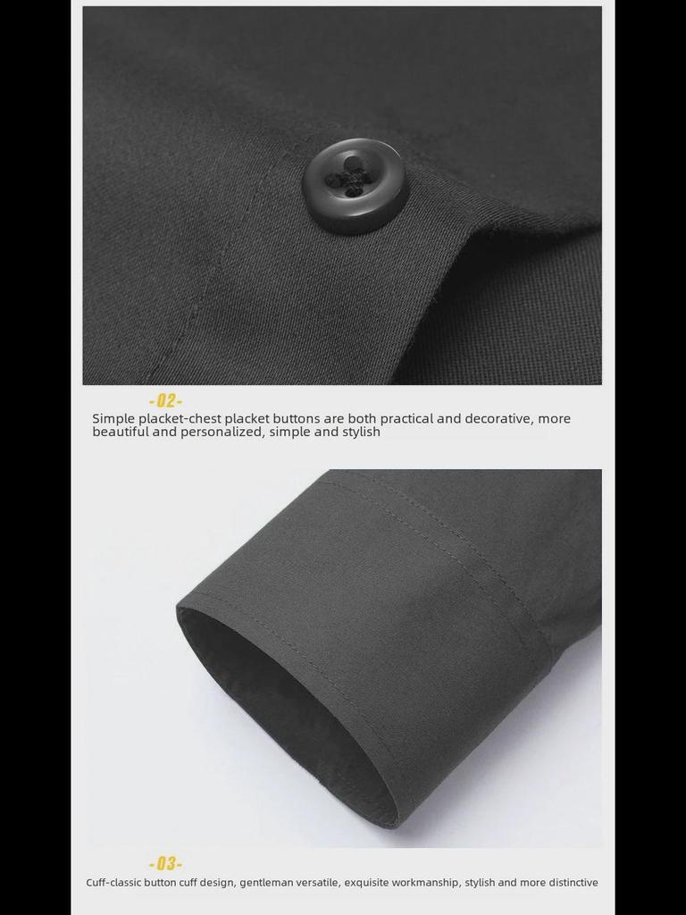 Men's Slim Fit Long Sleeve White Shirt - Iron-Free, Formal Korean Style