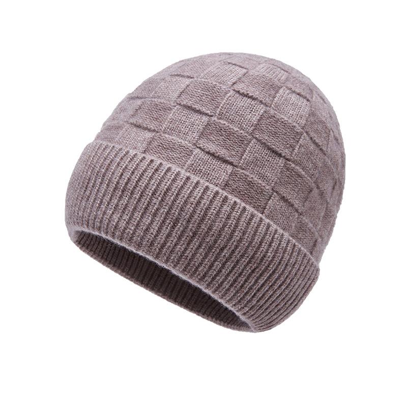 Strickmütze Große Karomütze aus Wolle Modische vielseitige warme Kaltwettermütze Kuppelförmiger Ohrenschützer Winterwollmütze