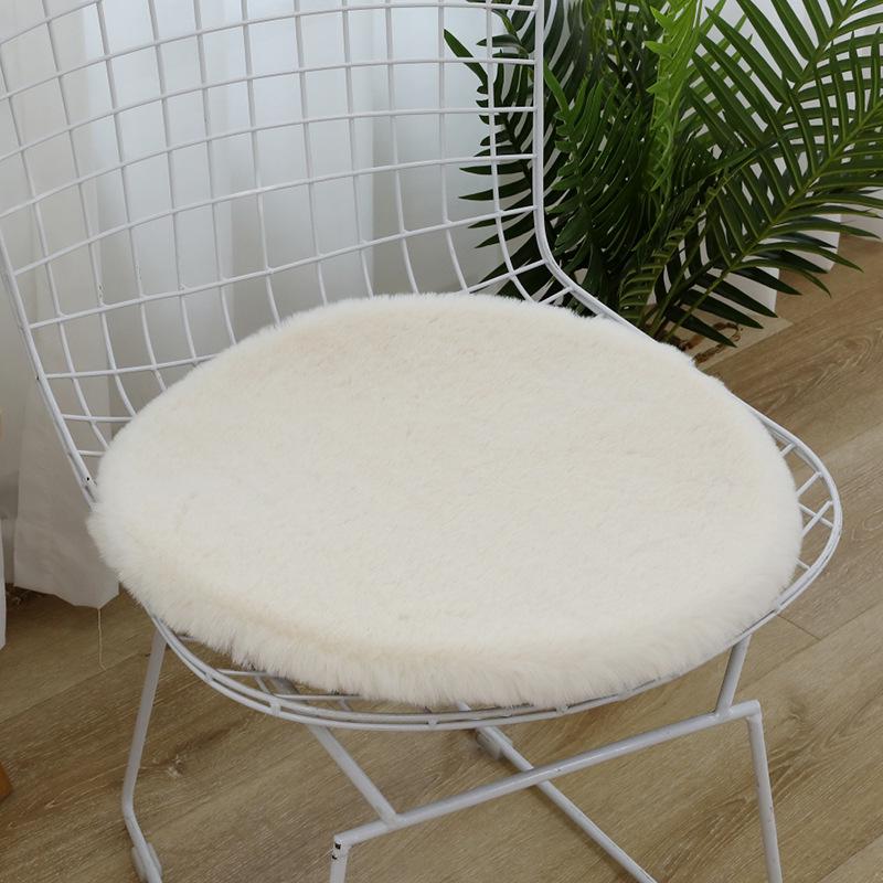 Thick Faux Rabbit Fur Seat Cushion for Office/Car - Perfect for Autumn & Winter