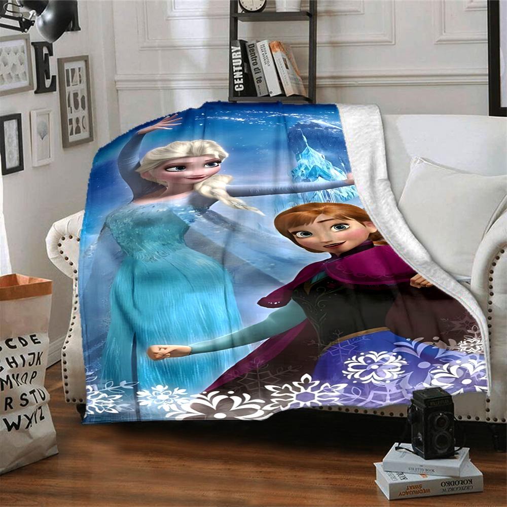 1 stuks Elsa Frozen deken Lichtgewicht Flanellen Plaid voor Bank Bed Reizen Kamperen Woonkamer Kantoor Bank Stoel