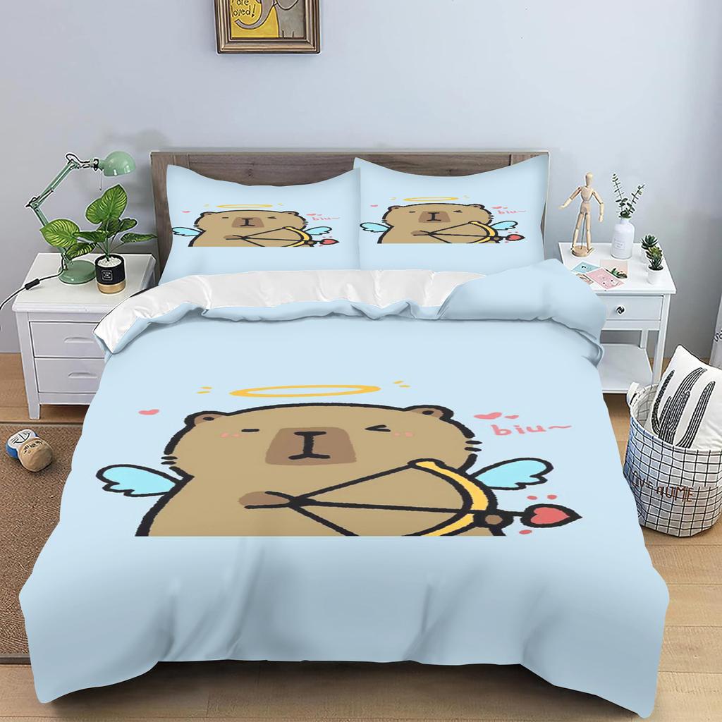 Cartoon Capybara Quilt Cover Skin-Friendly And Breathable Duvet Teenager Fluffy Warm Cuddly Comforter Warmth Bedding