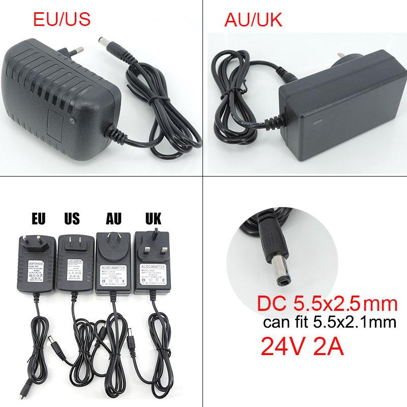 AC To DC 24V 24 Volt 2A 2000ma Power Supply Adapter Transformer Charger AU UK EU For Nail Dryer Art Phototherapy Lamp Light