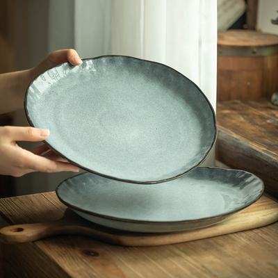 Creative Retro Ceramic Special-Shaped Plate Irregular Plate Household Vegetable Plate Tableware Steak Plate Niche Plate Plate