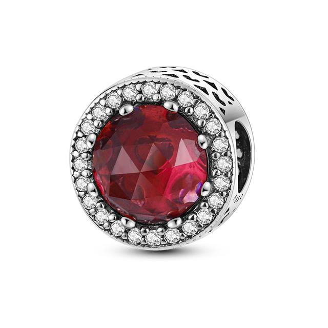 925 Silver Colorful Round Inlaid Zircon Charms Beads Pendant Fit Bracelet 925 Silver Jewelry Gift