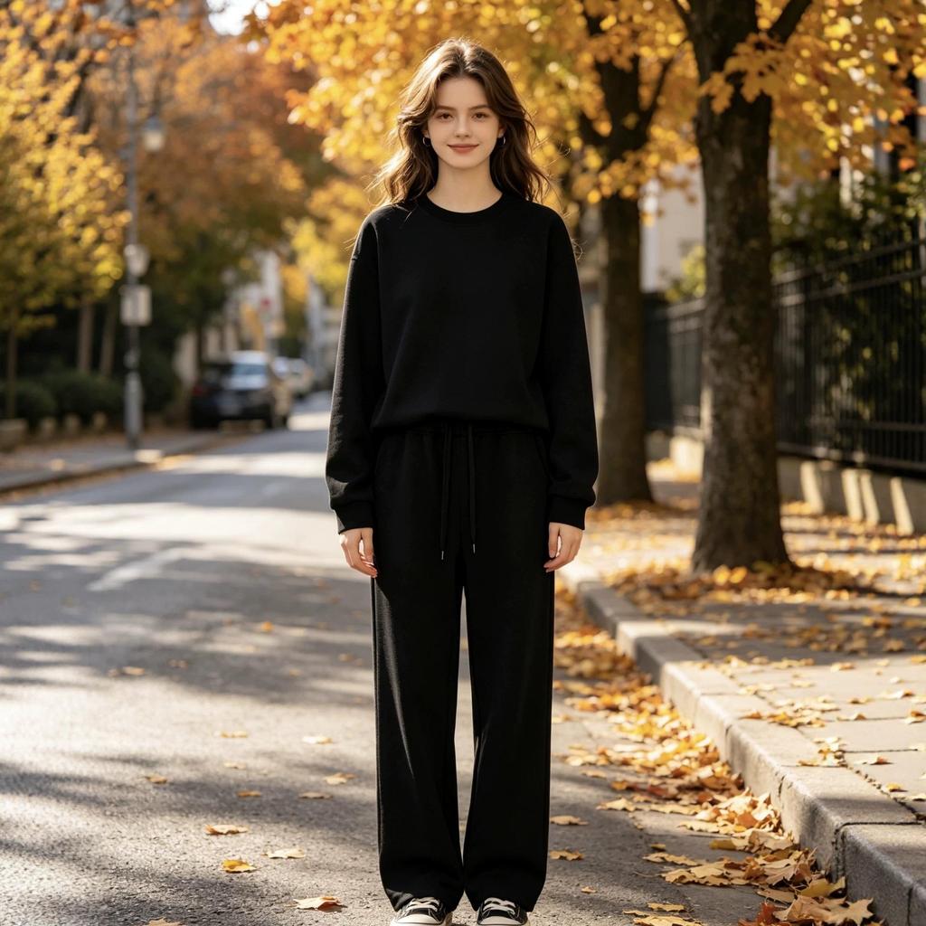 Unisex 300g Cotton Loose Hoodie & Straight-Leg Pants Set for Spring/Autumn