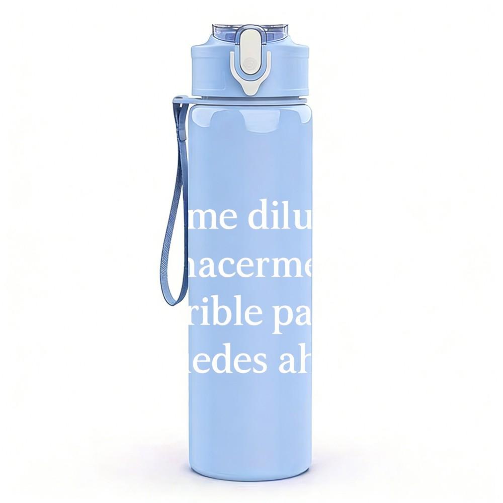 1PC Faint Empty White Outline Print 750ml Color Plastic Sports Water Bottle Leakproof Flip Straw Lid Suitable for Sports Office Home Use