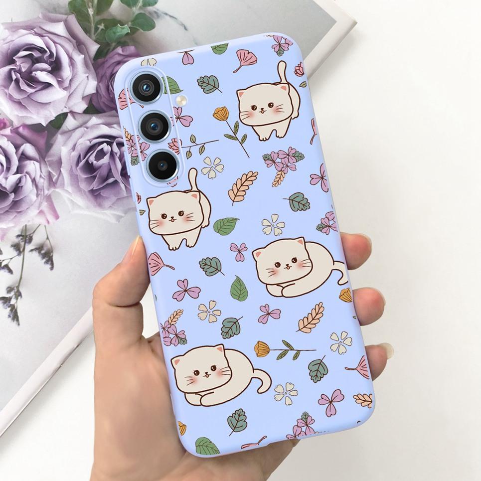 Soft Silicone Cases For Samsung Galaxy A54 5G A53 5G Case Samsung A23 4G 5G A12 A125F Bumper Shell Black Cat Stylish Coques Etui